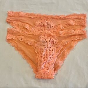 NEW WITH TAGS VICTORIA’S SECRET 2 PK SIZE XS CHEEKY CORAL SATIN PANTIES